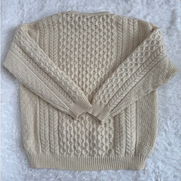 Blarney Woollen Mills Irish Aran Cable Knit Sweater 100% Merino Wool cream XL - Picture 5 of 16